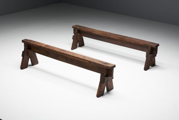 Brutalist folk art benches 19th century