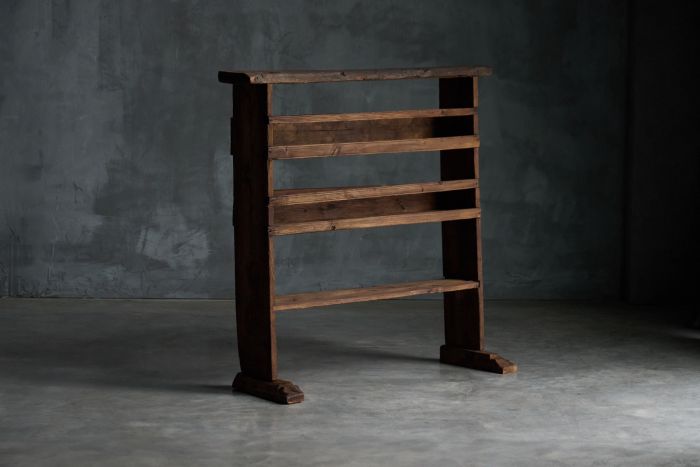 Brutalist wabi sabi bookcase from the 19th century