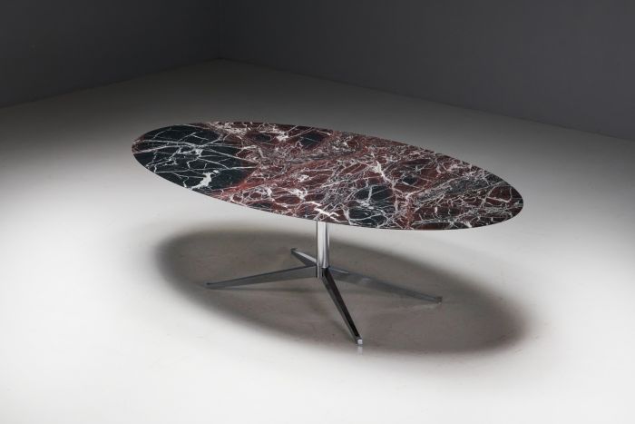 Burgundy marble dining table by Florence Knoll from the 1960s