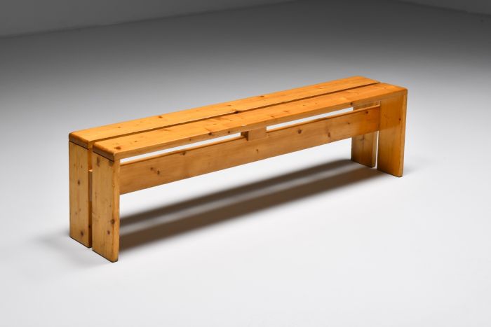 Charlotte Perriand Les Arcs three person bench from the 1960s