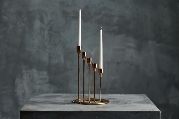 Elegant brass candle holder set from the 1960s