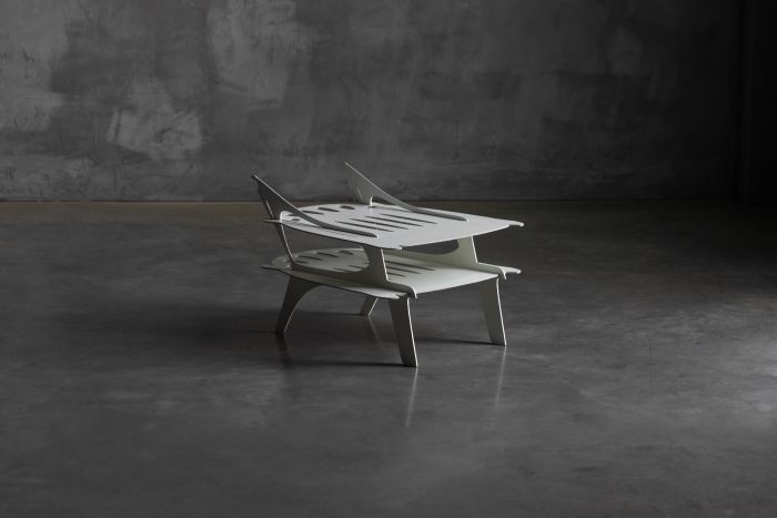 Flatscreen coffee table by Schimmel and Schweikle with architectural design