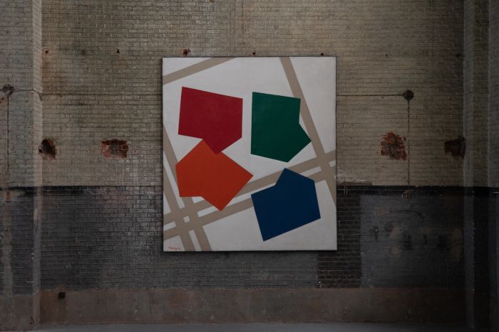 French contemporary abstract painting by Rene Roche on canvas
