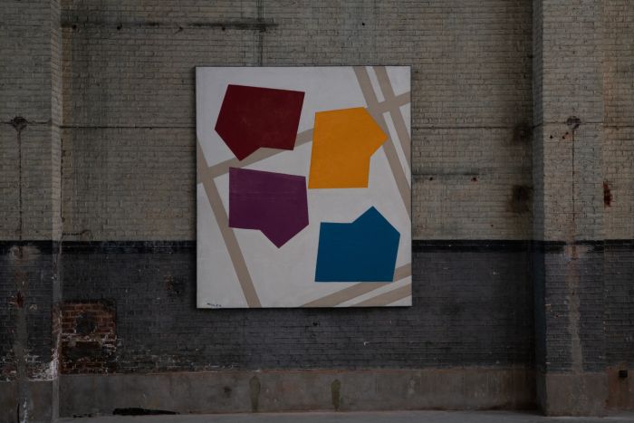 French contemporary abstract painting by Rene Roche on canvas