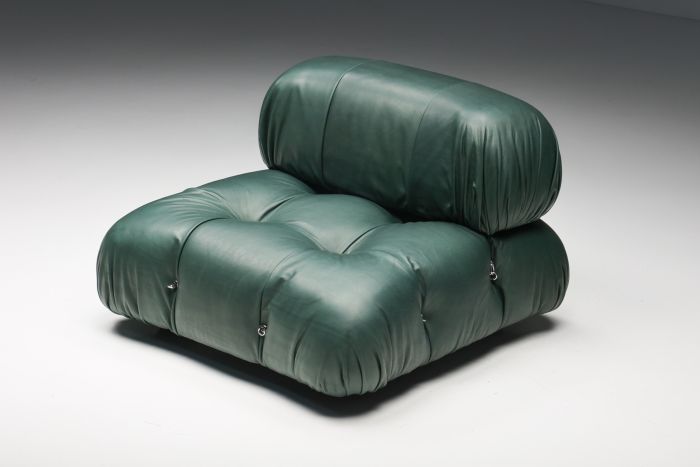 Green leather Camaleonda by Mario Bellini from the 1970s