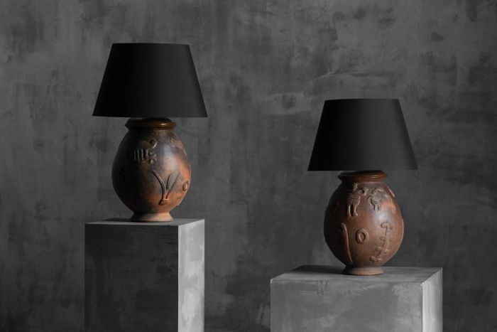 Handcrafted ceramic table lamp from the 20th century