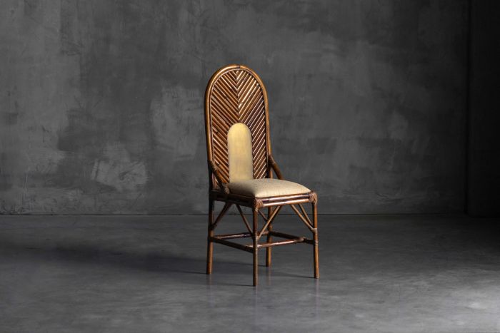 High back bamboo and brass chair designed by Gabriella Crespi, 1970s