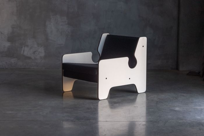 Italian post modern black and white lounge chair from the 1970s