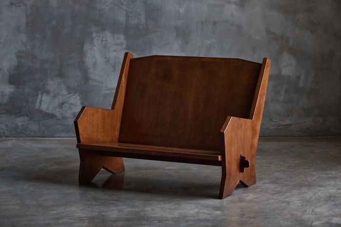 Italian settee in stained beech from the 1940s