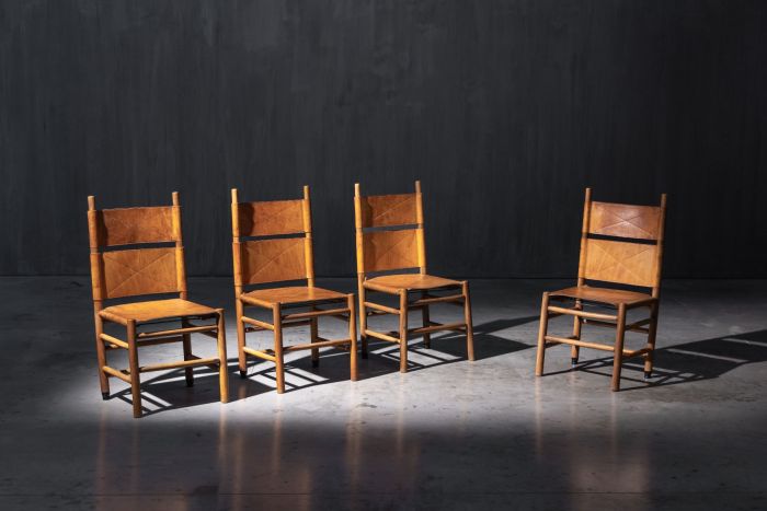 Kentucky chairs designed by Carlo Scarpa for Bernini in the 1980s