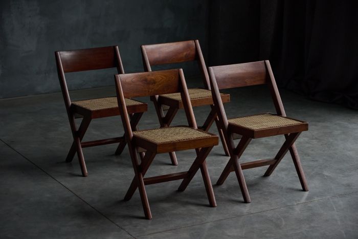 Library chairs designed by Pierre Jeanneret from the 1950s