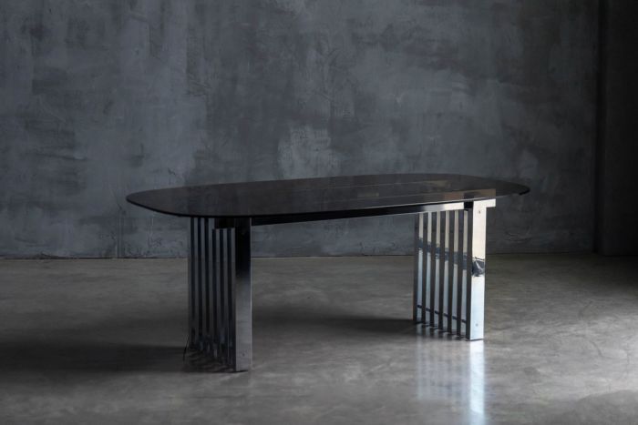 Mid century chrome dining table for Roche Bobois 1970s
