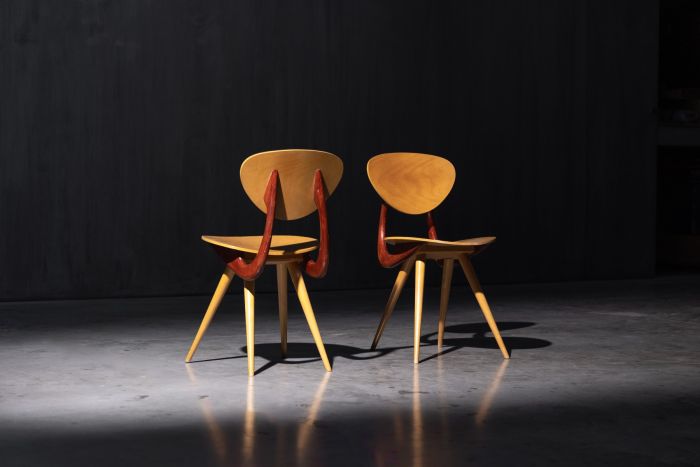 Mid century sculptural chairs designed by Stella in the 1950s
