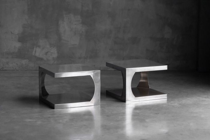 Modernist aluminum side table from the 1970s