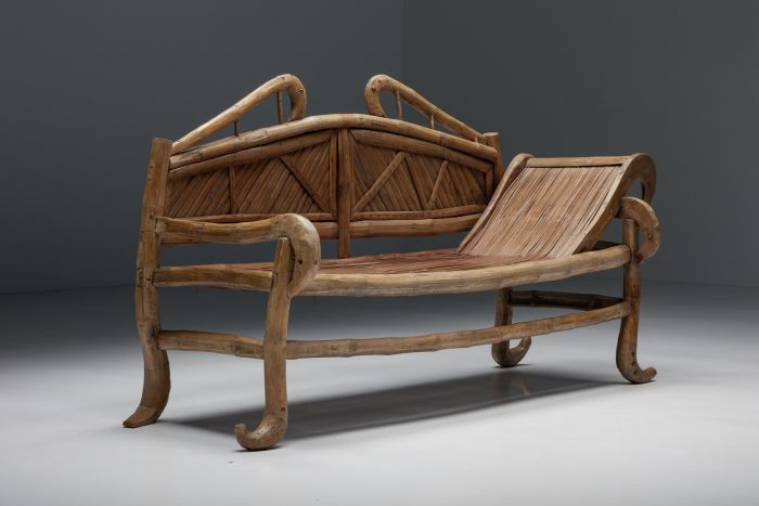 Oriental bamboo sofa bed from the twentieth century