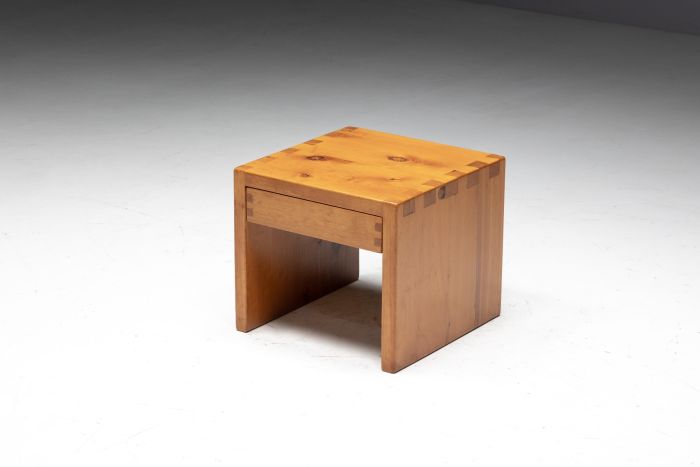 Pine bedside table inspired by Charlotte Perriand from the 1960s
