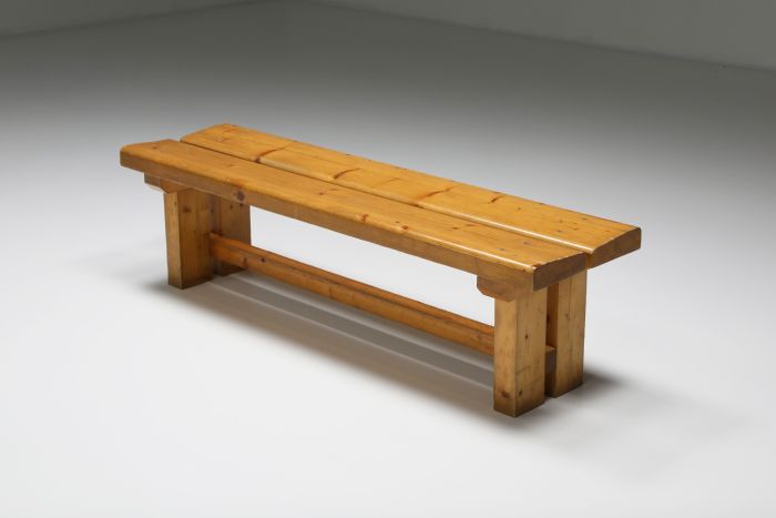 Pine bench Les Arcs by Charlotte Perriand from the 1970s