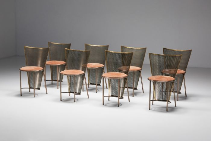 Post modern Frans van Praet Expo 92 brass chairs