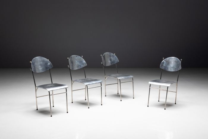 Postmodern aluminum chairs from the 1980s