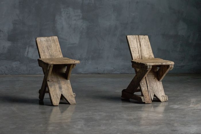 Rustic folk art chairs from the early 20th century