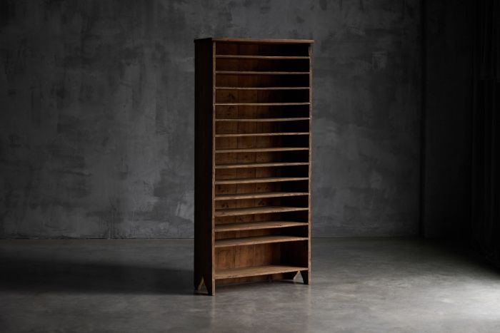 Rustic folk art paper shelf from the 19th century