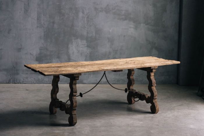 Rustic folk art trestle table 19th century