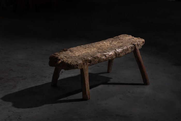 Rustic hand carved bench from the 19th century