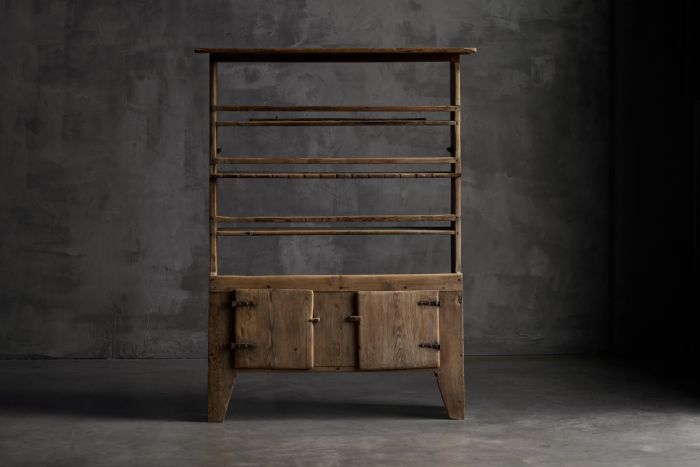 Rustic primitive cabinet in solid wood from the 19th century