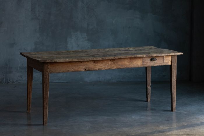 Rustic rural dining table from the 19th century in solid wood