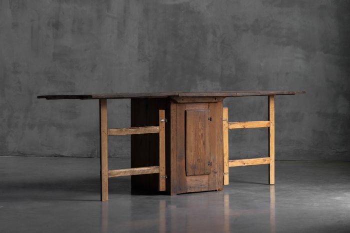 Rustic vernacular drop leaf worktable from the 19th century