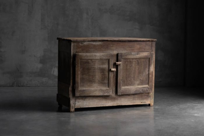 Rustic wabi sabi cabinet in solid wood from the 19th century