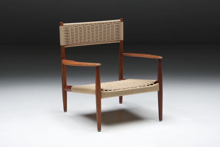 Scandinavian armchair with cord webbing from the 1960s