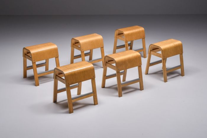 Set of six Scandinavian design stools by IKEA from the 1970s