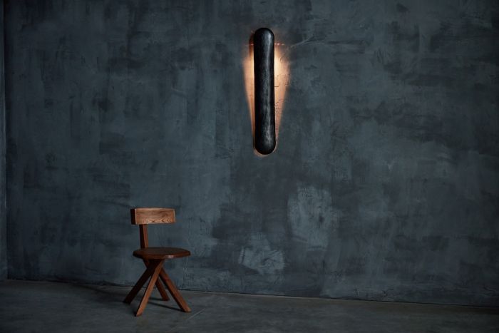 Lamp shade in black hammered aluminium by Sigve Knutson 2018