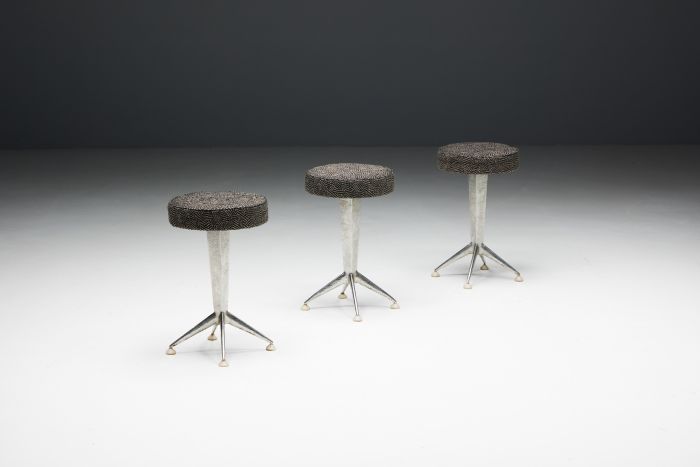 Steel art deco bar stools from the 1950s