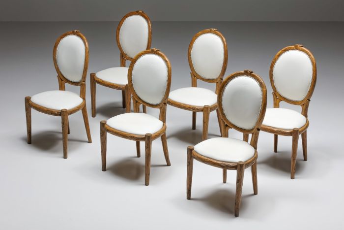 Thonet style hand carved wooden dining chairs from the 1960s