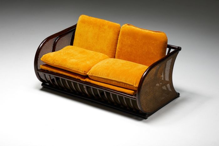 Two seater Italian bamboo bench from the 1970s