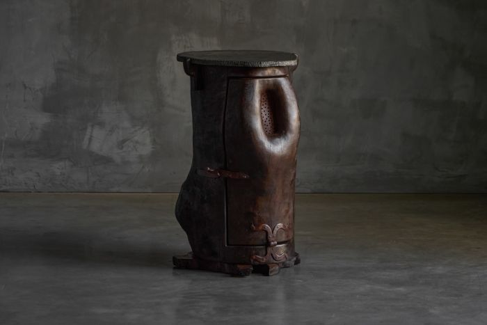 Vernacular rustic side table in solid wood from the 19th century