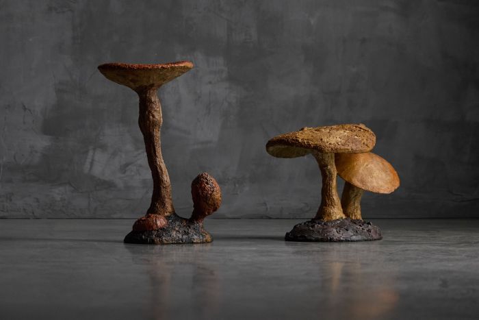 Wabi sabi mushroom sculptures from the late 20th century