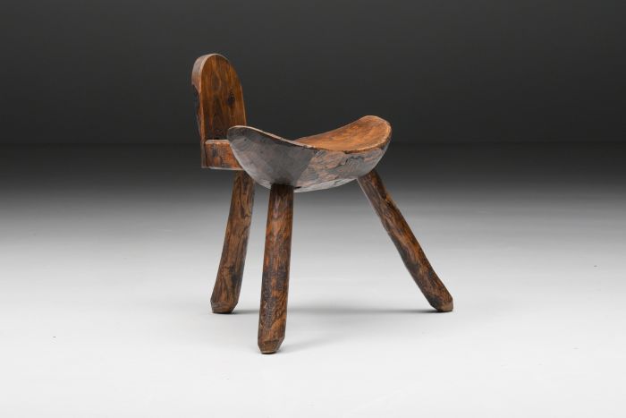 Wabi sabi rustic tripod stool from the 1940s