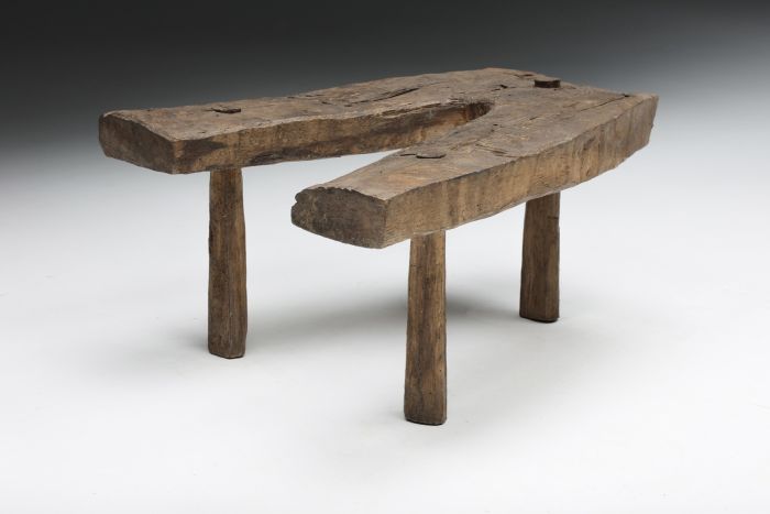 Wabi sabi rustic tripod stool side table circa 1900