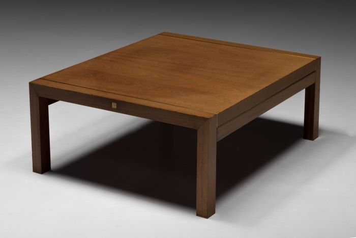 Walnut and brass coffee table by Pierre Balmain from the 1980s