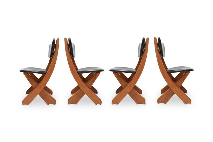 Scandinavian Pine And Leather Chairs - 1960s