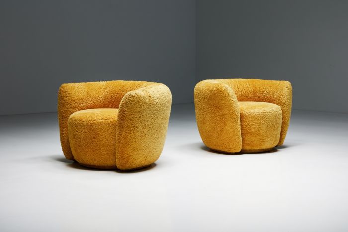 Lounge Chairs in Fendi Bouclé Wool - 1970s