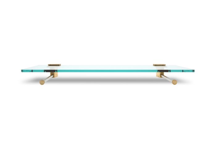 Brass & Glass Wall Mounted Shelve, Ghyczy - 1980s