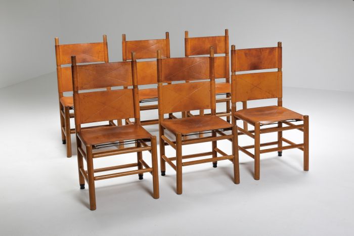 Afra & Tobia Scarpa Leather Dining Chairs - 1970's