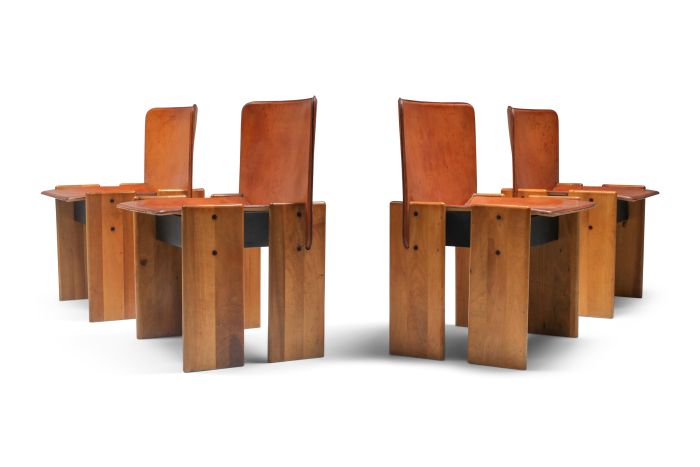 Afra & Tobia Scarpa Cognac Dining Chairs - 1970's