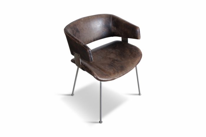 Patinated Leather Armchair, Geoffrey Harcourt For Artifort - 1960s
