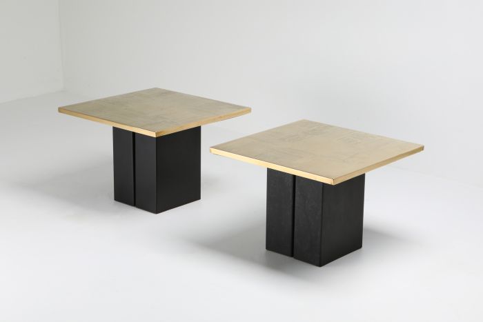 Brass Etched Side Tables by Christian Heckscher - 1970s