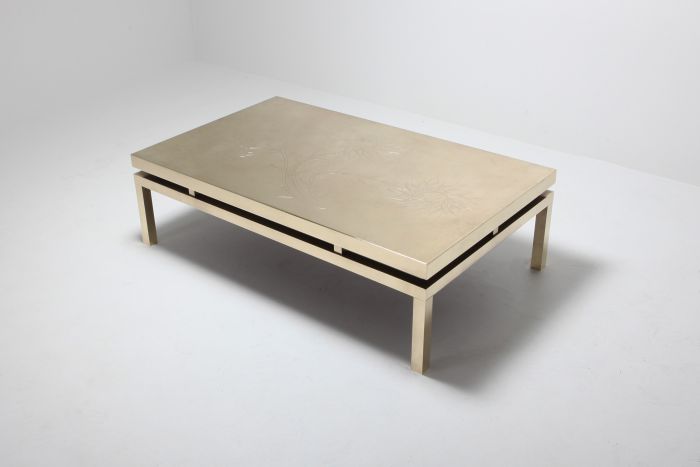 Willy Daro Signed High End Brass Coffee Table - 1970s